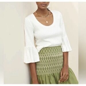 EUC Anthropologie Smocked Bell Sleeve Top Size Small Boho Fairy Whimsigoth